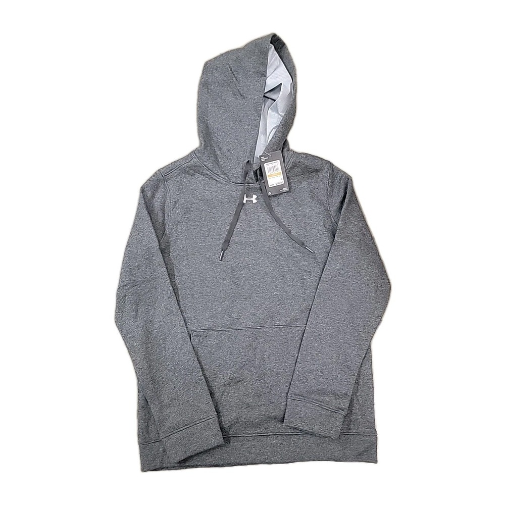 Under Armour Women's Carbon Heather/White Hustle Fleece Hoodie‎ (1300261) Small